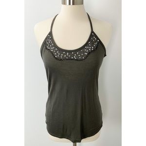 Forever 21 Racerback Beaded Spaghetti Strap Tank Size Large INV176